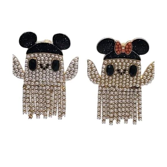 Mickey & Minnie Mouse Ghost Disney BaubleBar Earrings Dangle NWOT Disneyland HTF - Picture 1 of 10